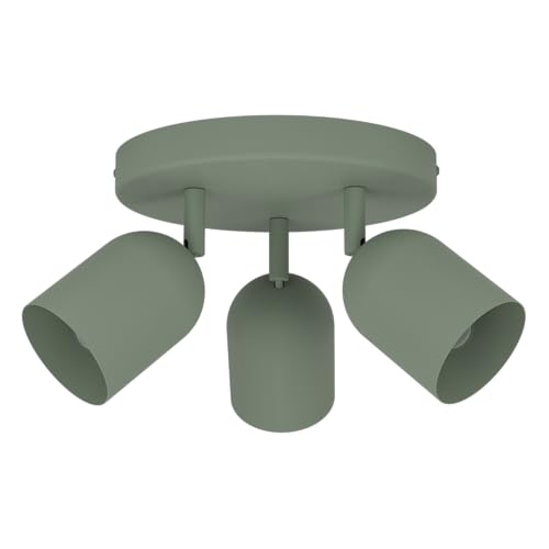 EGLO Deckenlampe 3-flammig Tilston, Deckenstrahler Wohnzimmer, Spot Deckenleuchte aus Stahl in Dunkelgrün, E14 Fassung von EGLO