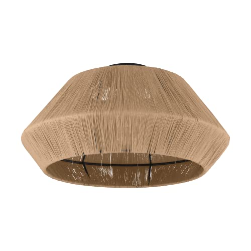 EGLO Deckenlampe Alderney, natürliche Deckenleuchte im Vintage Design, Wohnzimmerlampe aus Textil in Natur und Metall in schwarz, Lampe Decke mit E27 Fassung von EGLO