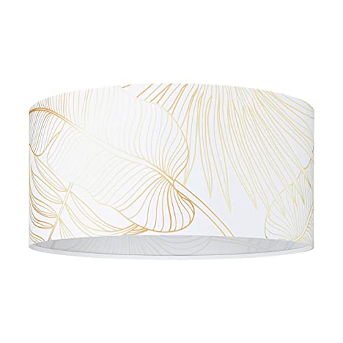 EGLO Deckenlampe Bucamaranga, runde Deckenleuchte aus weißem Stoff mit Dekor in gold, bündige Textil Wohnzimmerlampe, Lampe Decke Wohnzimmer, E27 Fassung EGLO Deckenlampe Bucamaranga, runde Deckenleuchte aus weißem Stoff mit Dekor in gold, bündige Textil Wohnzimmerlampe, Lampe Decke Wohnzimmer, E27 Fassung von EGLO