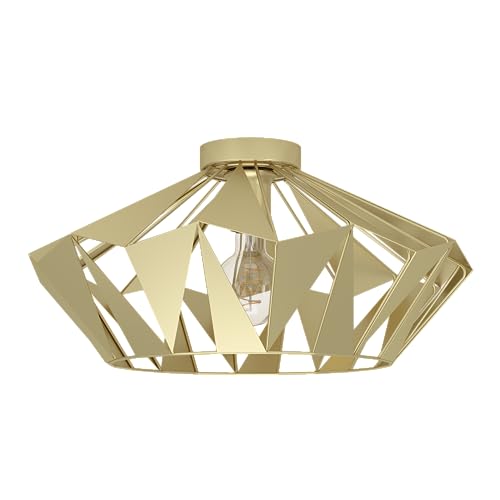 EGLO Deckenlampe Carlton, Deckenleuchte im Retro Design, Vintage Wohnzimmerlampe aus Metall in Gold, Lampe Decke, Flurlampe mit E27 Fassung von EGLO