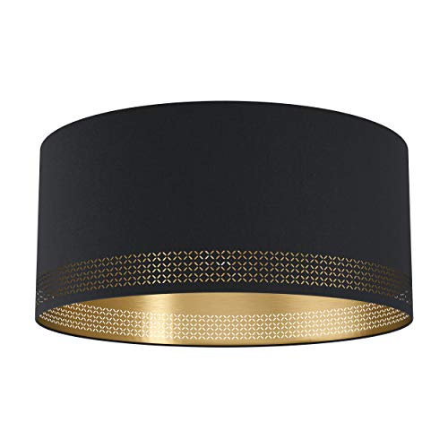 EGLO Deckenlampe Esteperra, 1 flammige Deckenleuchte Vintage, Retro, Wohnzimmerlampe aus Stahl und Textil in Schwarz, Gold, Küchenlampe, Flurlampe Decke mit E27 Fassung EGLO Deckenlampe Esteperra, 1 flammige Deckenleuchte Vintage, Retro, Wohnzimmerlampe aus Stahl und Textil in Schwarz, Gold, Küchenlampe, Flurlampe Decke mit E27 Fassung von EGLO