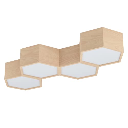 EGLO Deckenlampe Mirlas, 4 flammige Deckenleuchte, Wohnzimmerlampe aus Holz in Natur und Kunststoff in Weiß, Schlafzimmerlampe, Flurlampe Decke mit E27 Fassung EGLO Deckenlampe Mirlas, 4 flammige Deckenleuchte, Wohnzimmerlampe aus Holz in Natur und Kunststoff in Weiß, Schlafzimmerlampe, Flurlampe Decke mit E27 Fassung von EGLO