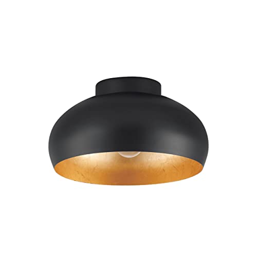 EGLO Deckenlampe Mogano 2, 1-flammige Deckenleuchte, Wohnzimmerlampe aus Metall in Schwarz und Gold, Flurlampe Decke, Deckenbeleuchtung mit E27 Fassung von EGLO