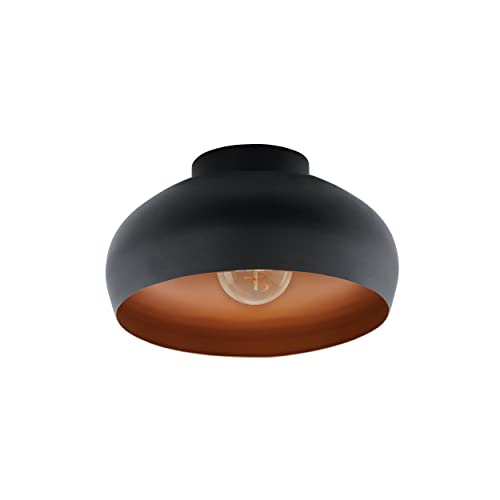 EGLO Deckenlampe Mogano 2, 1-flammige Deckenleuchte, Wohnzimmerlampe aus Metall in Schwarz und Kupfer, Flurlampe Decke, Deckenbeleuchtung mit E27 Fassung von EGLO