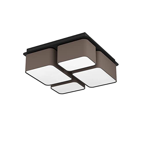 EGLO Deckenlampe Mordazo, 4-flammige Deckenleuchte Stoff, Wohnzimmerlampe Decke aus Textil in anthrazit-braun und Metall in schwarz, indirekte Deckenbeleuchtung, E27 Fassung EGLO Deckenlampe Mordazo, 4-flammige Deckenleuchte Stoff, Wohnzimmerlampe Decke aus Textil in anthrazit-braun und Metall in schwarz, indirekte Deckenbeleuchtung, E27 Fassung von EGLO
