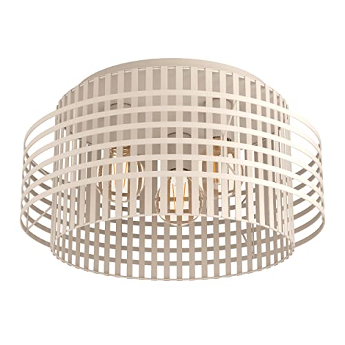 EGLO Deckenlampe Oltamar, runde Deckenleuchte, bündige Wohnzimmerlampe aus Metall in Sandfarben, Lampe Decke Wohnzimmer, elegante Aufbaulampe mit E27 Fassung von EGLO
