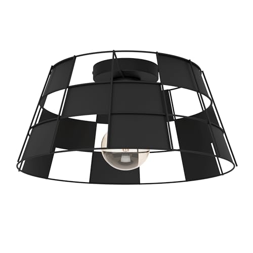 EGLO Deckenlampe Pontefract, geometrische Deckenleuchte, Wohnzimmerlampe aus Metall in Schwarz, Lampe Decke, Flurlampe mit E27 Fassung, Ø 42 cm von EGLO