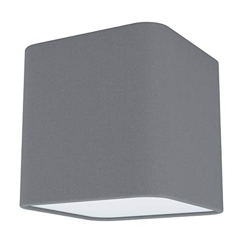 EGLO Deckenlampe Posaderra, 1 flammige Deckenleuchte, Wohnzimmerlampe aus Stahl, Textil und Kunststoff in Grau, Weiß, Küchenlampe, Flurlampe Decke mit E27 Fassung, L x B 14 cm von EGLO