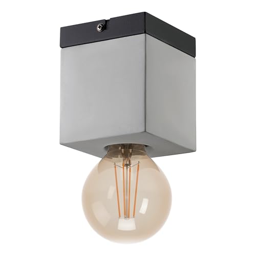 EGLO Deckenlampe Prestwick 3, 1 flammige Deckenleuchte, industrial, Wohnzimmerlampe aus Beton in Grau und Metall in Schwarz, Schlafzimmerlampe mit E27 Fassung von EGLO