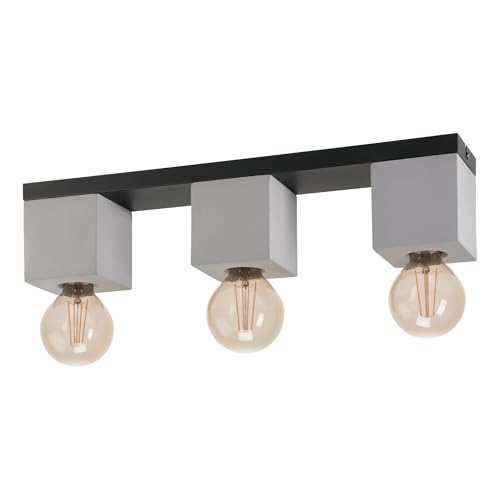 EGLO Deckenlampe Prestwick 3, 3 flammige Deckenleuchte, industrial, Wohnzimmerlampe aus Beton in Grau und Metall in Schwarz, Schlafzimmerlampe mit E27 Fassung EGLO Deckenlampe Prestwick 3, 3 flammige Deckenleuchte, industrial, Wohnzimmerlampe aus Beton in Grau und Metall in Schwarz, Schlafzimmerlampe mit E27 Fassung von EGLO