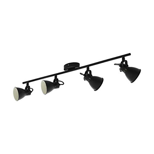 EGLO Deckenlampe Seras 1, 4 flammige Deckenleuchte Industrial, Klassisch, Deckenstrahler aus Stahl, Wohnzimmerlampe in Schwarz, Küchenlampe, Spots mit GU10 Fassung von EGLO