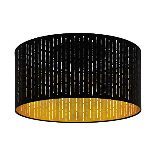 EGLO Deckenlampe Varillas, 1 flammige Deckenleuchte, Wohnzimmerlampe aus Stahl und Textil in Schwarz, Gold, Küchenlampe, Flurlampe Decke mit E27 Fassung EGLO Deckenlampe Varillas, 1 flammige Deckenleuchte, Wohnzimmerlampe aus Stahl und Textil in Schwarz, Gold, Küchenlampe, Flurlampe Decke mit E27 Fassung von EGLO
