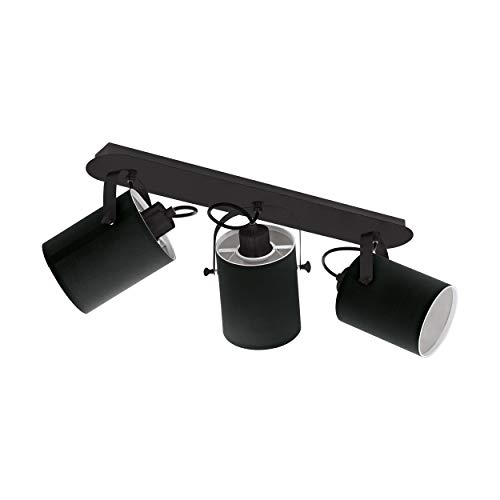 EGLO Deckenlampe Villabate, 3 flammige Deckenleuchte, Klassisch, Deckenstrahler aus Stahl und Textil, Wohnzimmerlampe in Schwarz, Weiß, Küchenlampe, Spots mit E27 Fassung EGLO Deckenlampe Villabate, 3 flammige Deckenleuchte, Klassisch, Deckenstrahler aus Stahl und Textil, Wohnzimmerlampe in Schwarz, Weiß, Küchenlampe, Spots mit E27 Fassung von EGLO
