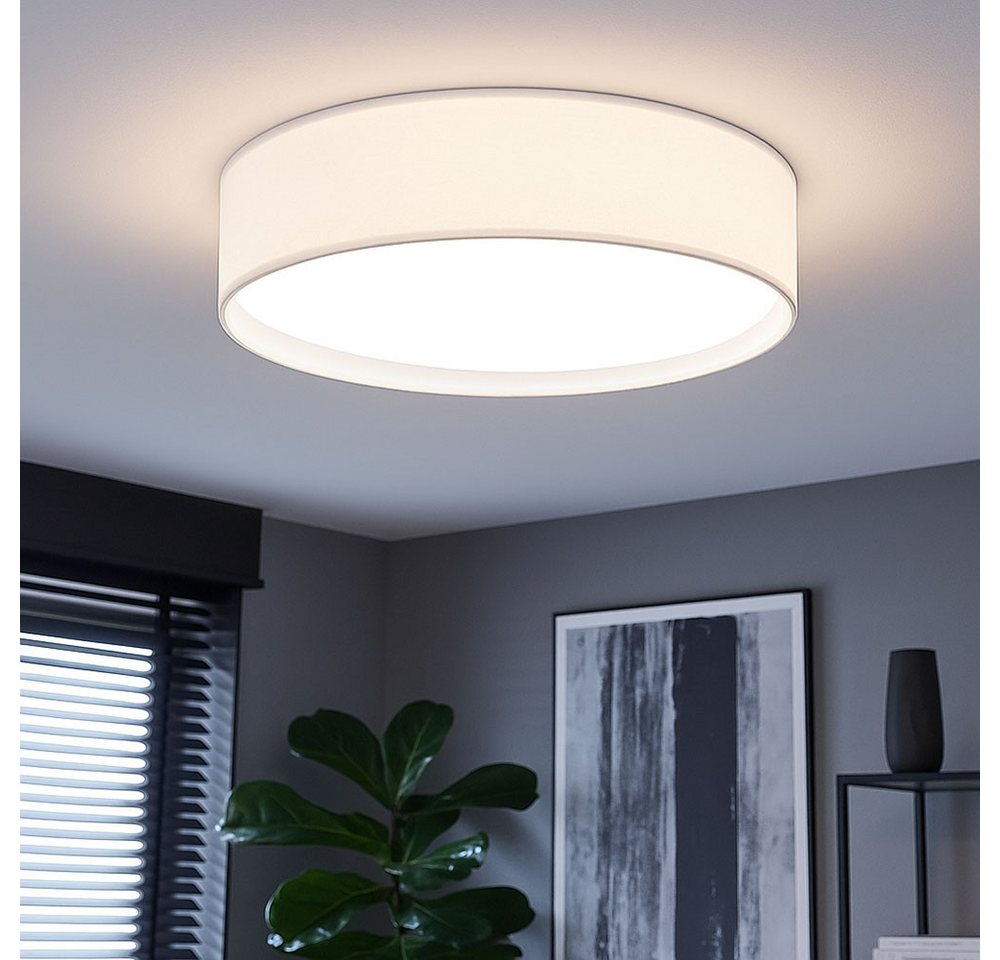 EGLO Deckenleuchte, Leuchtmittel nicht inklusive, Deckenleuchte Wohnzimmerlampe weiß Textil rund D 38 cm EGLO Deckenleuchte, Leuchtmittel nicht inklusive, Deckenleuchte Wohnzimmerlampe weiß Textil rund D 38 cm von EGLO