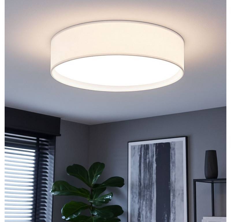 EGLO Deckenleuchte, Leuchtmittel nicht inklusive, Deckenleuchte Wohnzimmerlampe weiß Textil rund D 38 cm EGLO Deckenleuchte, Leuchtmittel nicht inklusive, Deckenleuchte Wohnzimmerlampe weiß Textil rund D 38 cm von EGLO