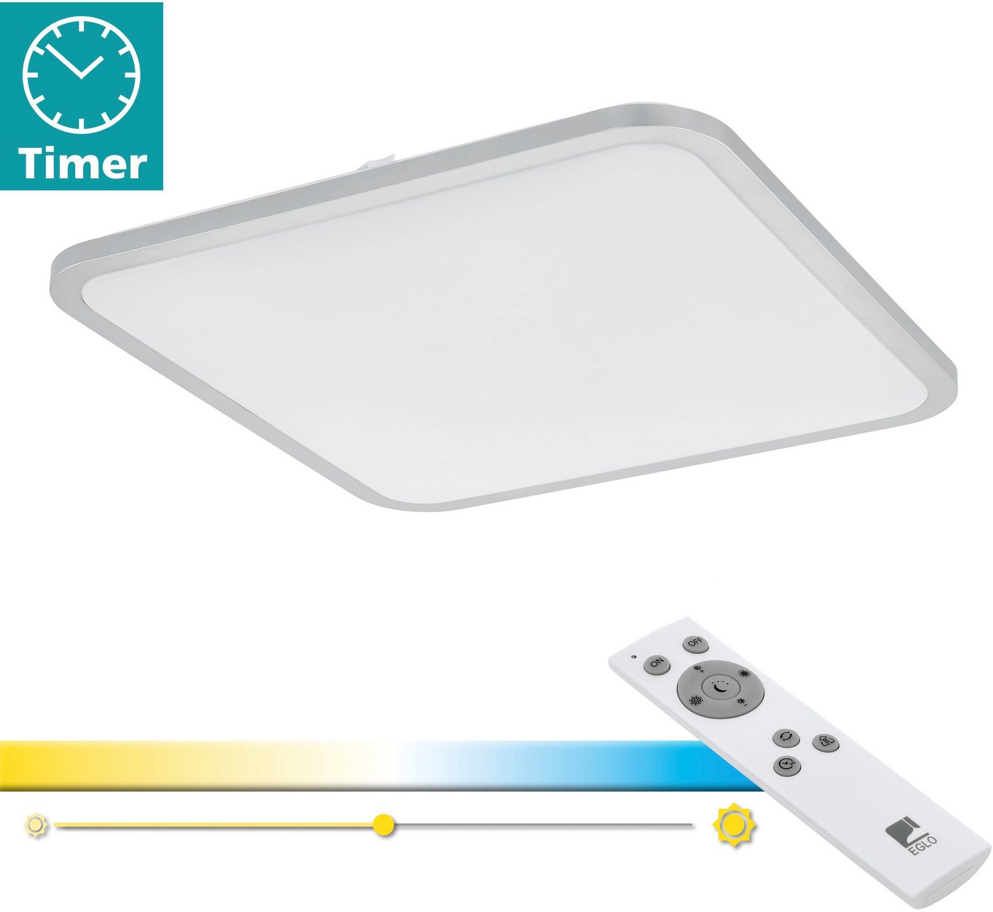 EGLO Deckenleuchte COGOLETO, LED fest integriert, Extra-Warmweiß, Kaltweiß, Neutralweiß, Tageslichtweiß, Warmweiß, Deckenlampe, Fernbedienung, Farbtemperaturwechsel, Nachtlicht, dimmbar von EGLO