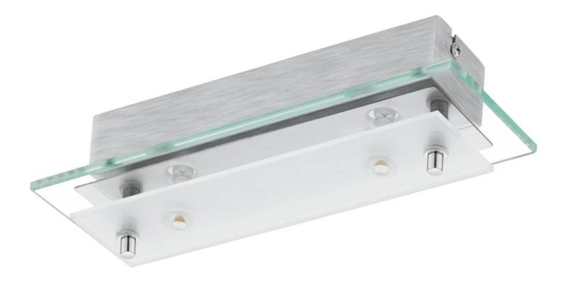 EGLO Deckenleuchte "FRES 2" 2-flammig, Glas, silber, 10,8W, GU10, warmweiß, 1020lm, 3000K, warmweiß von EGLO