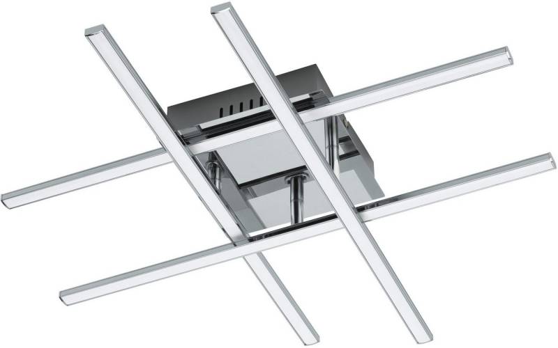 EGLO Deckenleuchte LASANA 1 Deckenlampe, chrom, weiß, schlanke Bauform, Wohnzimmerlampe, LED fest integriert, Warmweiß, Esszimmer, Küche, Schlafzimmer, modern, minimalistisch, 50x50x9,5cm von EGLO