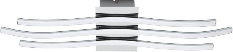 EGLO Deckenleuchte RONCADE Deckenlampe, Alu, Stahl und Kunststoff, Wohnzimmerlampe, Lampe, LED fest integriert, Warmweiß, Deckenleuchte, Schlafzimmer, L65 x B13 x H4,50 Chrom, weiß, 21W inkl. von EGLO