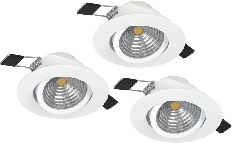 EGLO Deckenleuchte SALICETO Einbauleuchte, 3er Set, weiß, dimmbar, Leuchtkopf schwenkbar, Dimmer, Dimmfunktion, LED fest integriert, Warmweiß, LED, Einbaupot, Wohnzimmerleuchte, 4,2x8,8x4,2cm, Ausschnitt 6,8cm von EGLO