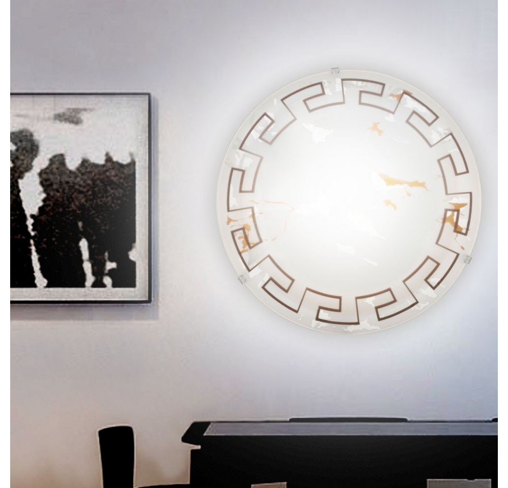 EGLO LED Deckenleuchte, LED-Leuchtmittel fest verbaut, Warmweiß, 12 Watt LED Retro Wand Decken Lampe Glas Motiv Antik Schlafzimmer von EGLO