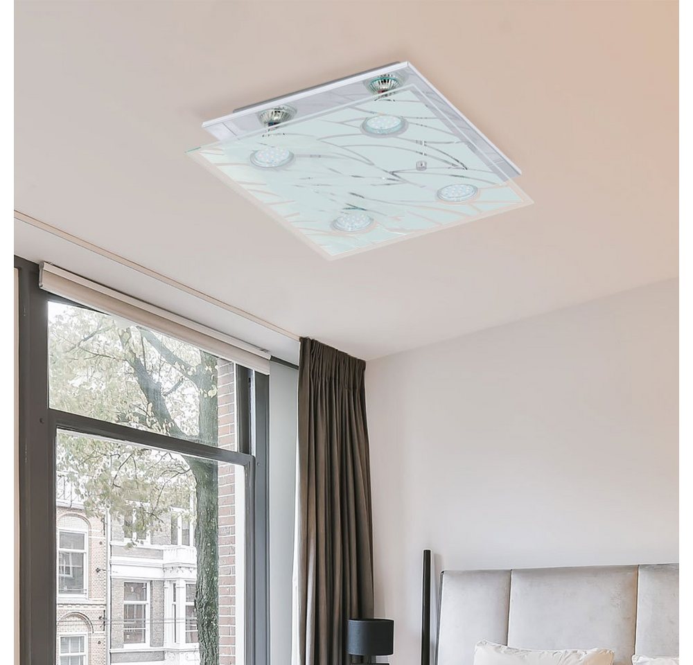 EGLO LED Deckenleuchte, Leuchtmittel inklusive, Warmweiß, LED 12 Watt Deckenleuchte Hauslampe Leuchte Wohnzimmer Glas Edelstahl von EGLO