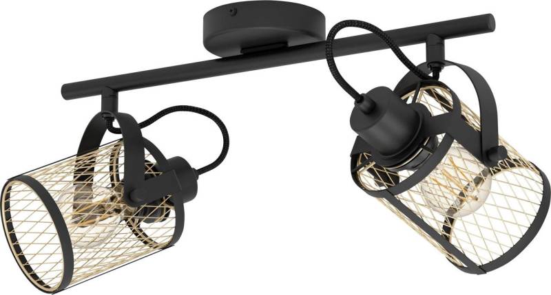 EGLO Deckenstrahler Eglo 2er Spot Dellow schwarz-messing 47,5 x 18 cm, Ohne Leuchtmittel, Dimmbar nicht Smart Home-fähig ohne Bewegungsmelder von EGLO