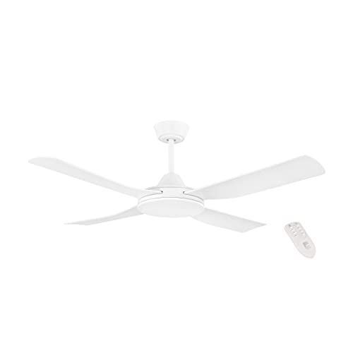 EGLO Deckenventilator Bondi 1, 4 Flügel Ventilator mit Fernbedienung, Timer und Sommer Winter Betrieb, ABS Kunststoff in Weiß matt, AC Motor, Ø 122cm von EGLO