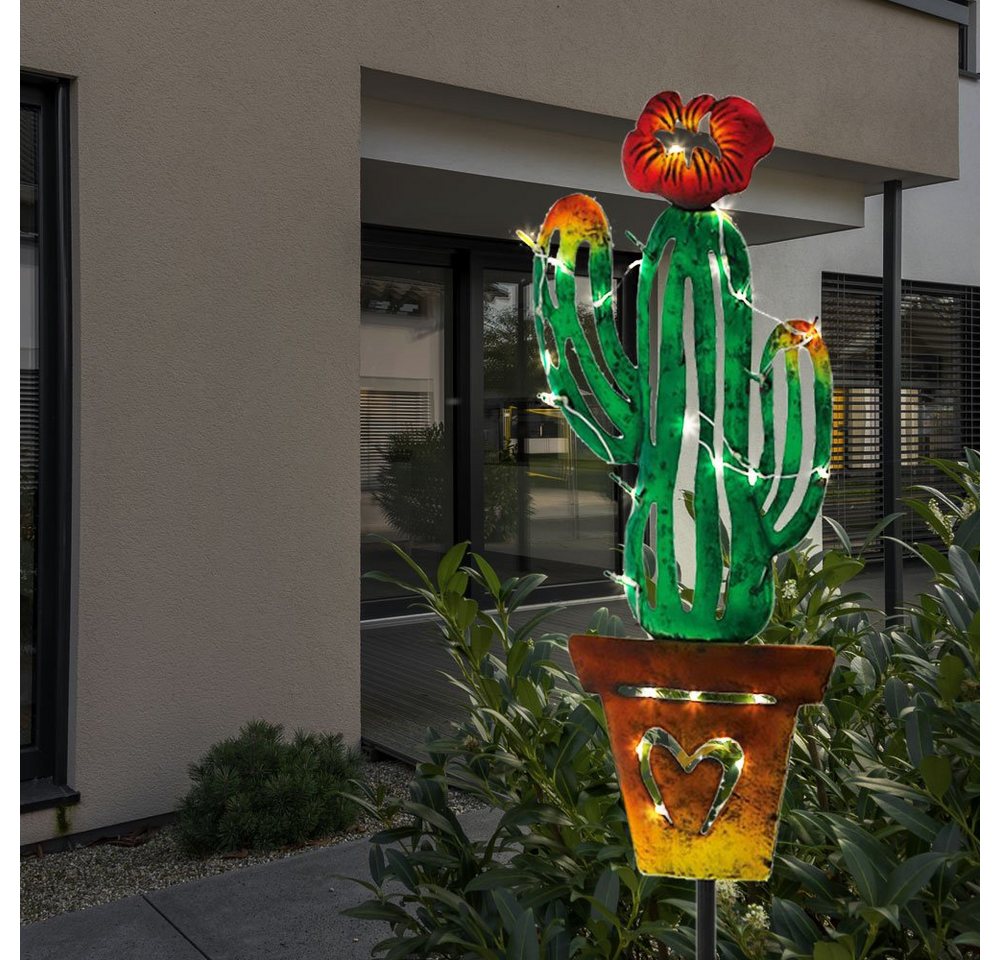 EGLO LED Solarleuchte, LED-Leuchtmittel fest verbaut, Warmweiß, LED Solar Außen Steck Leuchte Kaktus Design Garten Terrassen von EGLO