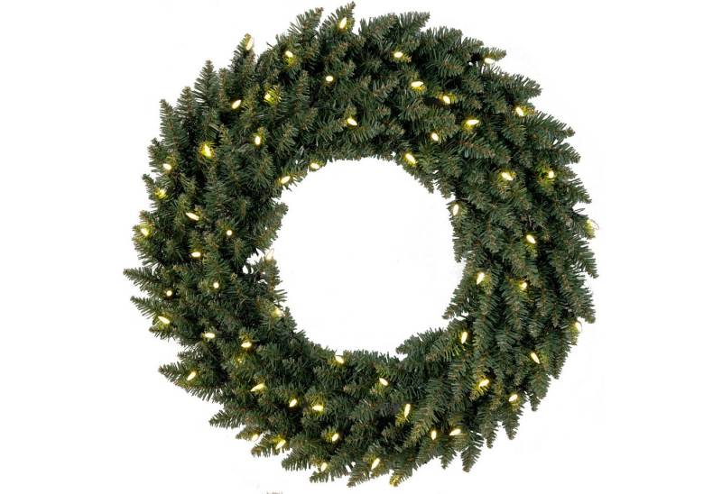 EGLO Dekoobjekt Calgary, LED Weihnachtskranz, Tannengrün für innen u. außen, mit Kabel, Ø 70 cm von EGLO