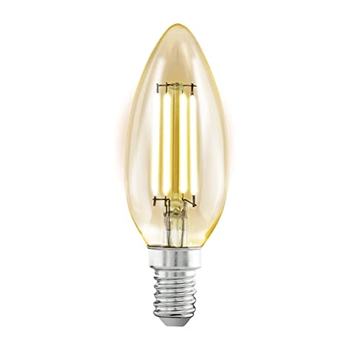 EGLO E14 LED Lampe, Amber Vintage Glühbirne in Kerzenform, Leuchtmittel Kerze für Retro Beleuchtung, 4 Watt (entspricht 26 Watt), 270 Lumen, warmweiß, 2200k, Edison Birne C35, Ø 3,5 cm von EGLO