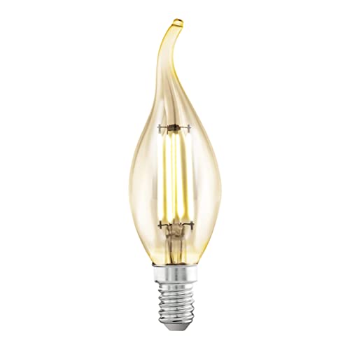 EGLO E14 LED Lampe, Amber Vintage Glühbirne in Kerzenform, Leuchtmittel Kerze für Retro Beleuchtung, 4 Watt (entspricht 26 Watt), 270 Lumen, warmweiß, 2200k, Edison Birne CF35, Ø 3,5 cm von EGLO