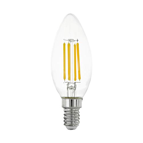 EGLO E14 LED Lampe, Glühbirne klassisch in Kerzenform, Leuchtmittel Kerze für Retro Beleuchtung, 4 Watt (entspricht 40 Watt), 470 Lumen, warmweiß, 2700k, Edison Birne C35, Ø 3,5 cm von EGLO