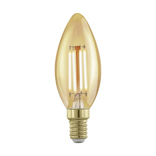 EGLO E14 LED Lampe Retro dimmbar, Golden Vintage Glühbirne in Kerzenform, Deko Leuchtmittel Kerze, 4 Watt (entspricht 28 Watt), 300 Lumen, warmweiß, 1700k, Edison Birne C35, Ø 3,5 cm von EGLO