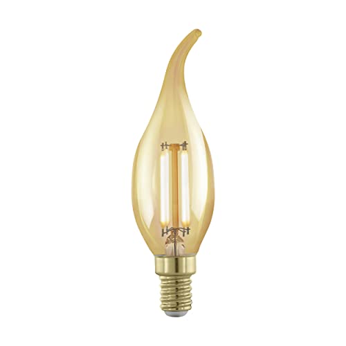 EGLO E14 LED Lampe Retro dimmbar, Golden Vintage Glühbirne in Kerzenform, Deko Leuchtmittel Kerze, 4 Watt (entspricht 28 Watt), 300 Lumen, warmweiß, 1700 K, Edison Birne CF35, Ø 3,5 cm von EGLO