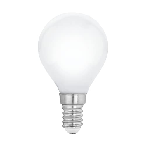 EGLO E14 LED Lampe dimmbar, Glühbirne Milky in Tropfenform, 4,5 Watt (entspricht 40 Watt), 470 Lumen, Leuchtmittel Tropfen warmweiß, 2700k, Glühlampe P45, Ø 4,5 cm von EGLO