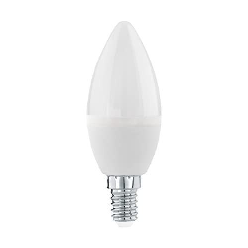 EGLO E14 LED Lampe dimmbar, Glühbirne in Kerzenform, 5,5 Watt (entspricht 40 Watt), 470 Lumen, Leuchtmittel Kerze warmweiß, 3000k, Glühlampe opal weiß, C37, Ø 3,7 cm von EGLO