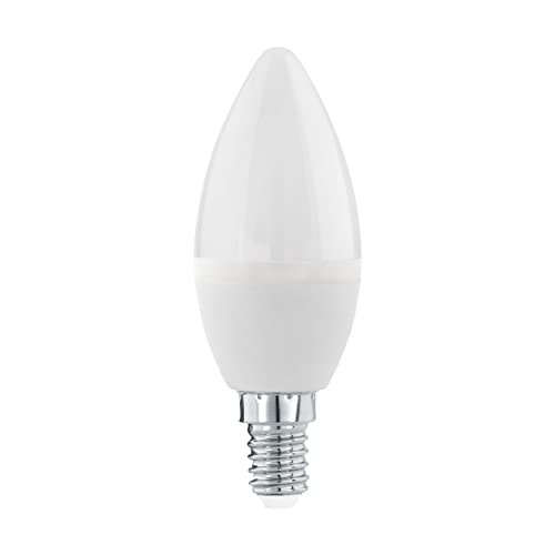 EGLO E14 LED Lampe dimmbar, Glühbirne in Kerzenform, 5,5 Watt (entspricht 40 Watt), 470 Lumen, Leuchtmittel Kerze warmweiß, 3000 K, Glühlampe opal weiß, C37, Ø 3,7 cm von EGLO
