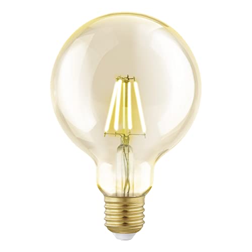 EGLO E27 LED Lampe, Amber Vintage Glühbirne, Globe Leuchtmittel für Retro Beleuchtung, 4 Watt (entspricht 31 Watt), 350 Lumen, warmweiß, 2200k, Edison Birne G95, Ø 9,5 cm von EGLO