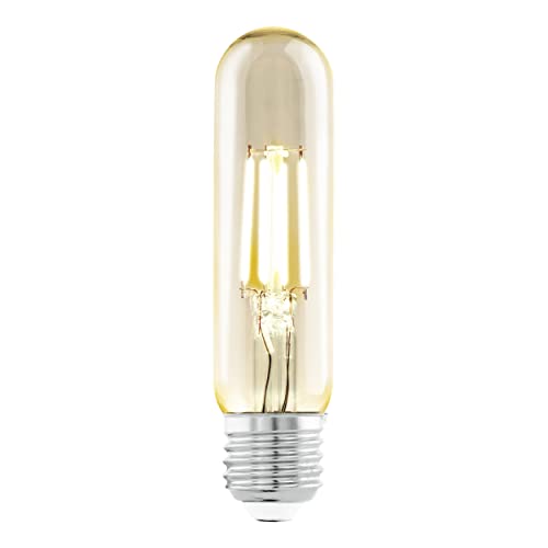 EGLO E27 LED Lampe, Amber Vintage Glühbirne in Stabform, Leuchtmittel Röhre für Retro Beleuchtung, 4 Watt (entspricht 26 Watt), 270 Lumen, warmweiß, 2200k, Edison Birne T32, Ø 3,2 cm von EGLO