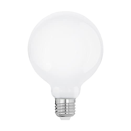 EGLO E27 LED Lampe, Glühbirne Globe Milky, 9 Watt (entspricht 75 Watt), 1055 Lumen, Leuchtmittel warmweiß, 2700k, Glühlampe G95, Ø 9,5 cm von EGLO