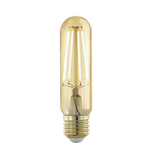 EGLO E27 LED Lampe Retro dimmbar, Golden Vintage Deko Glühbirne in Stabform, 4 Watt (entspricht 28 Watt), 300 Lumen, Leuchtmittel Röhre warmweiß, 1700k, Edison Birne T32, Ø 3,2 cm von EGLO