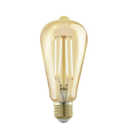 EGLO E27 LED Lampe dimmbar, Golden Vintage Deko Glühbirne, Retro Beleuchtung, 4 Watt (entspricht 28 Watt), 300 Lumen, Leuchtmittel warmweiß, 1700k, Edison Birne ST64, Ø 6,4 cm von EGLO