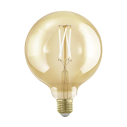EGLO E27 LED Lampe dimmbar, Golden Vintage Deko Glühbirne, Retro Globe Leuchtmittel, 4 Watt (entspricht 28 Watt), 300 Lumen, warmweiß, 1700k, Edison Birne G125, Ø 12,5 cm von EGLO