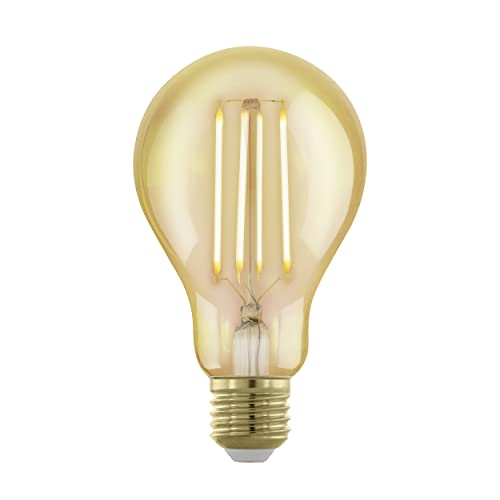 EGLO E27 LED Lampe dimmbar, Golden Vintage Glühbirne, Deko Leuchtmittel für Retro Beleuchtung, 4 Watt (entspricht 28 Watt), 300 Lumen, warmweiß, 1700k, Edison Birne A75, Ø 7,5 cm von EGLO