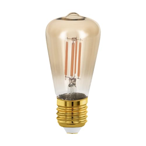 EGLO E27 LED Lampe dimmbar, Golden Vintage Glühbirne, Deko Retro Beleuchtung, 4 Watt (entspricht 28 Watt), 300 Lumen, Leuchtmittel warmweiß, 1700k, Edison Birne ST48, Ø 4,8 cm von EGLO