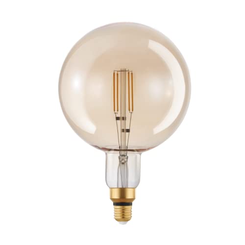 EGLO E27 LED Lampe dimmbar, extra-große Amber Vintage Glühbirne Big Size, Retro-Leuchtmittel Globe, 4,5 Watt (entspricht 40 Watt), 470 Lumen, warmweiß, 2200k, G200, Ø 20 cm von EGLO