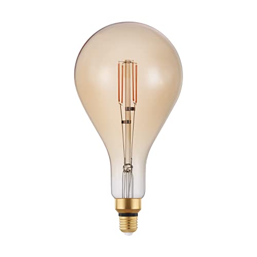 EGLO E27 LED Lampe dimmbar, extra-große Amber Vintage Glühbirne Big Size, Retro-Leuchtmittel in Tropfenform, 4,5 Watt (entspricht 40 Watt), 470 Lumen, warmweiß, 2200k, PS160, Ø 16 cm von EGLO