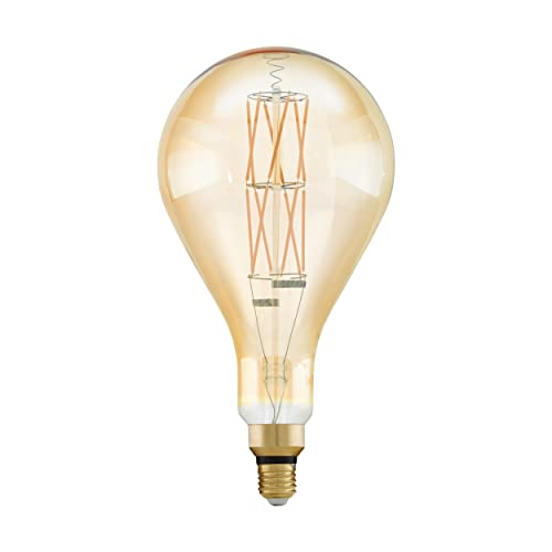 EGLO E27 LED Lampe dimmbar, extra-große Amber Vintage Glühbirne Big Size, Retro-Leuchtmittel in Tropfenform, 8 Watt (entspricht 60 Watt), 806 Lumen, warmweiß, 2100k, PS160, Ø 16 cm von EGLO