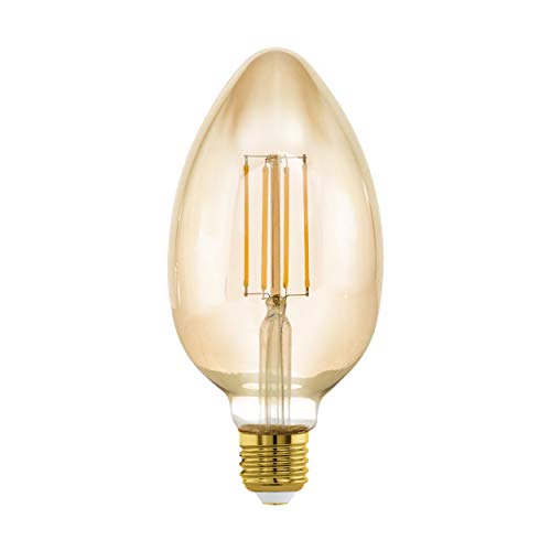 EGLO E27 LED Lampe dimmbar, große Amber Vintage Glühbirne Mid Size, Leuchtmittel für Retro Beleuchtung, 4,5 Watt (entspricht 40 Watt), 470 Lumen, warmweiß, 2200k, Edison Birne, B80, Ø 8 cm von EGLO
